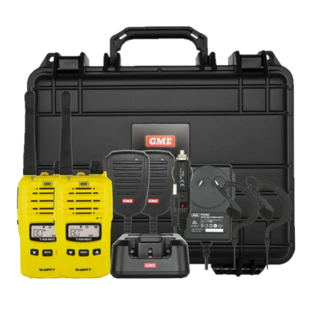 Gme Handheld Uhf 5W Radio Twin Pack Yellow W/Case - Tx6160ytp 1
