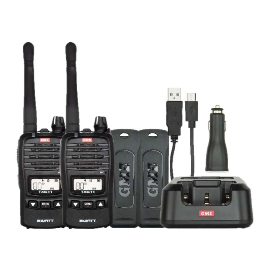 Gme Handheld 2 Watt Radio Twin Pack 80 Channel - Tx677tp 1