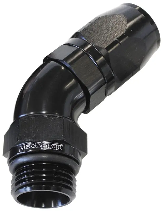 45-Degree Black Anodized Orb Swivel Hose Fitting: -16 Orb To -12 An – Af544-12-16Blk 1
